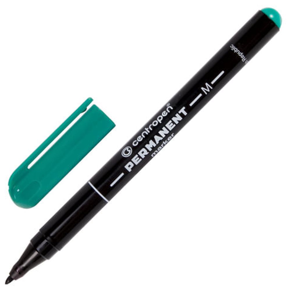 Маркер перманент. CENTROPEN PERMANENT 1 мм зелен. круглый