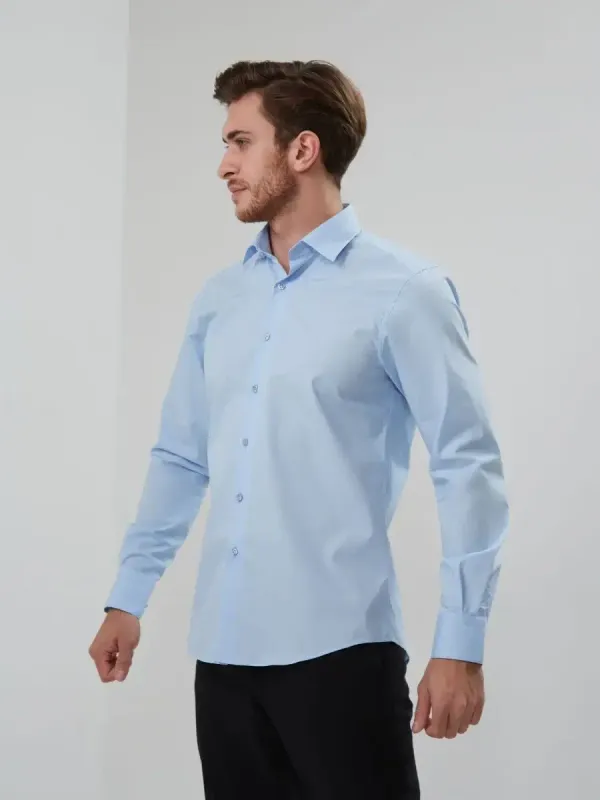 Рубашка приталенная SLIM FIT с длинным рукавом, голубая