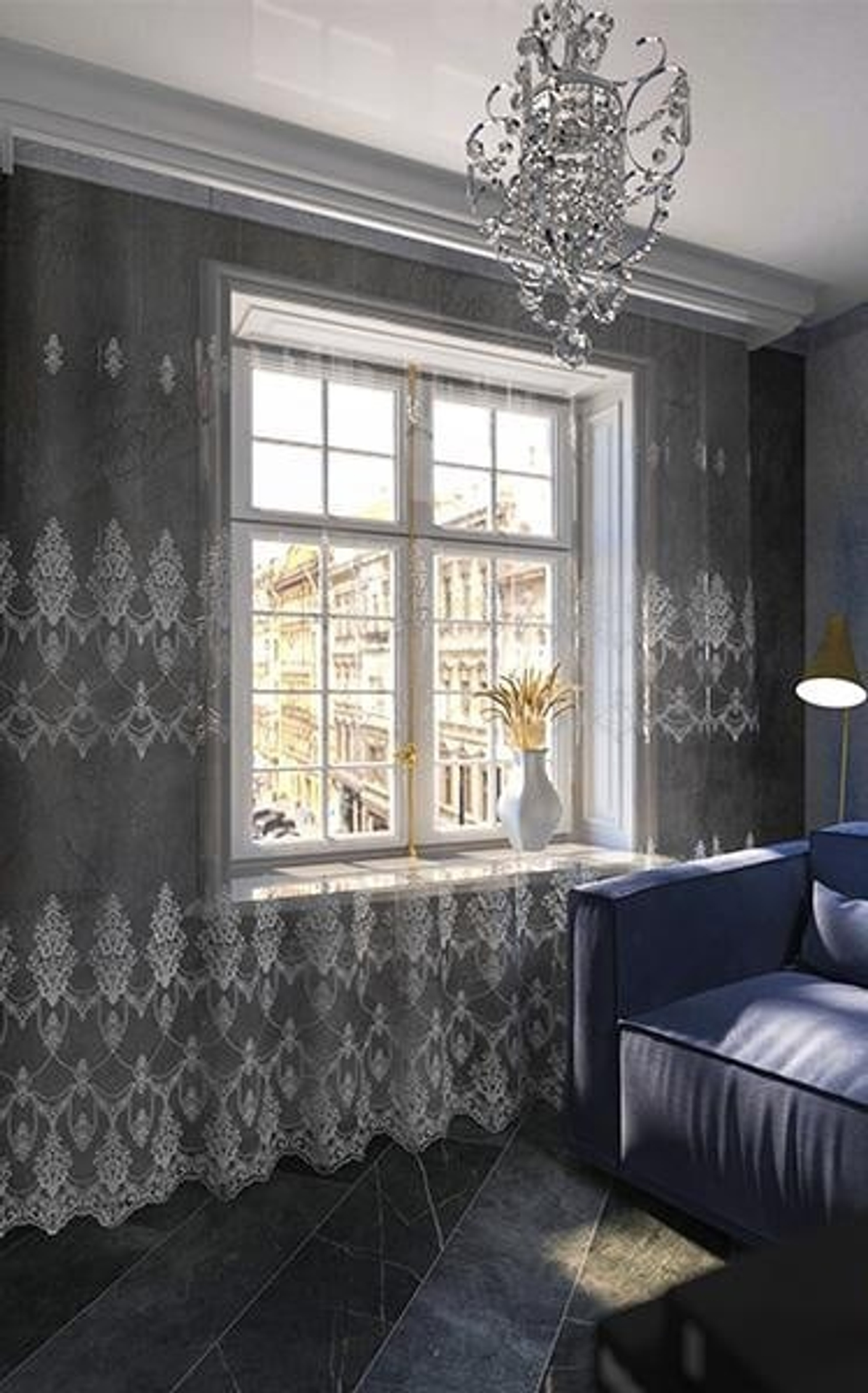 Ткань "Элиза" с фигурным краем белый с золотом.✨