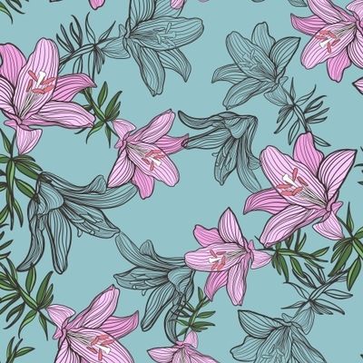 Лилии на бирюзовом фоне.