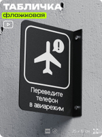 Табличка Включите авиарежим флажковая на стену, двусторонняя с крепежом, 19 х 25 см, для офиса, кафе, ресторана, серия COSMO, Айдентика Технолоджи