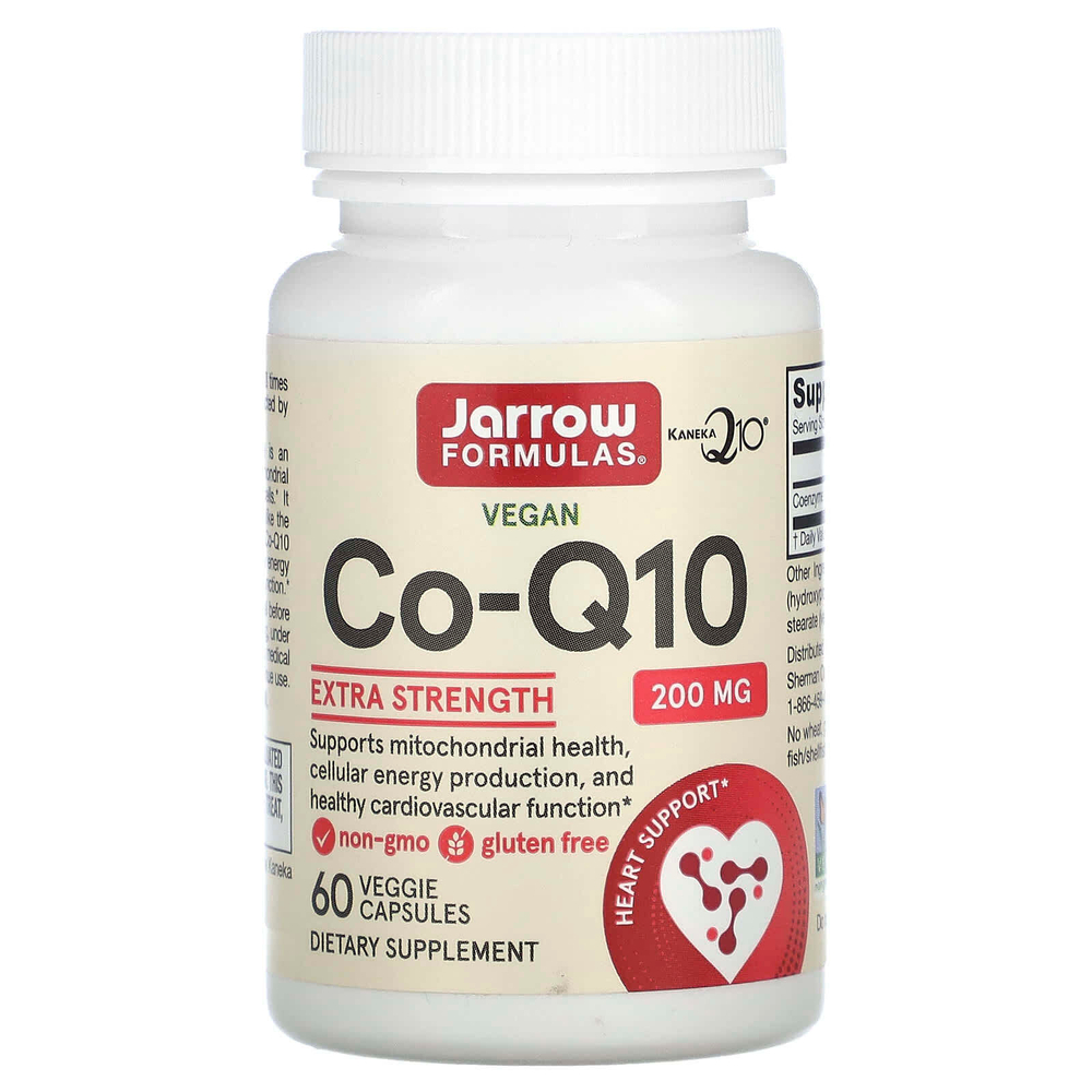 Jarrow Formulas, веганский коэнзим Q10, 200 мг, 60 растительных капсул