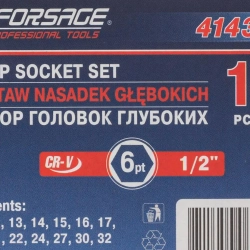 Набор головок глубоких 6-гр. 1/2''14пр.(11-17,19,21-24,27,30) в метал.кейсе Forsage F-4143-5 BLACK