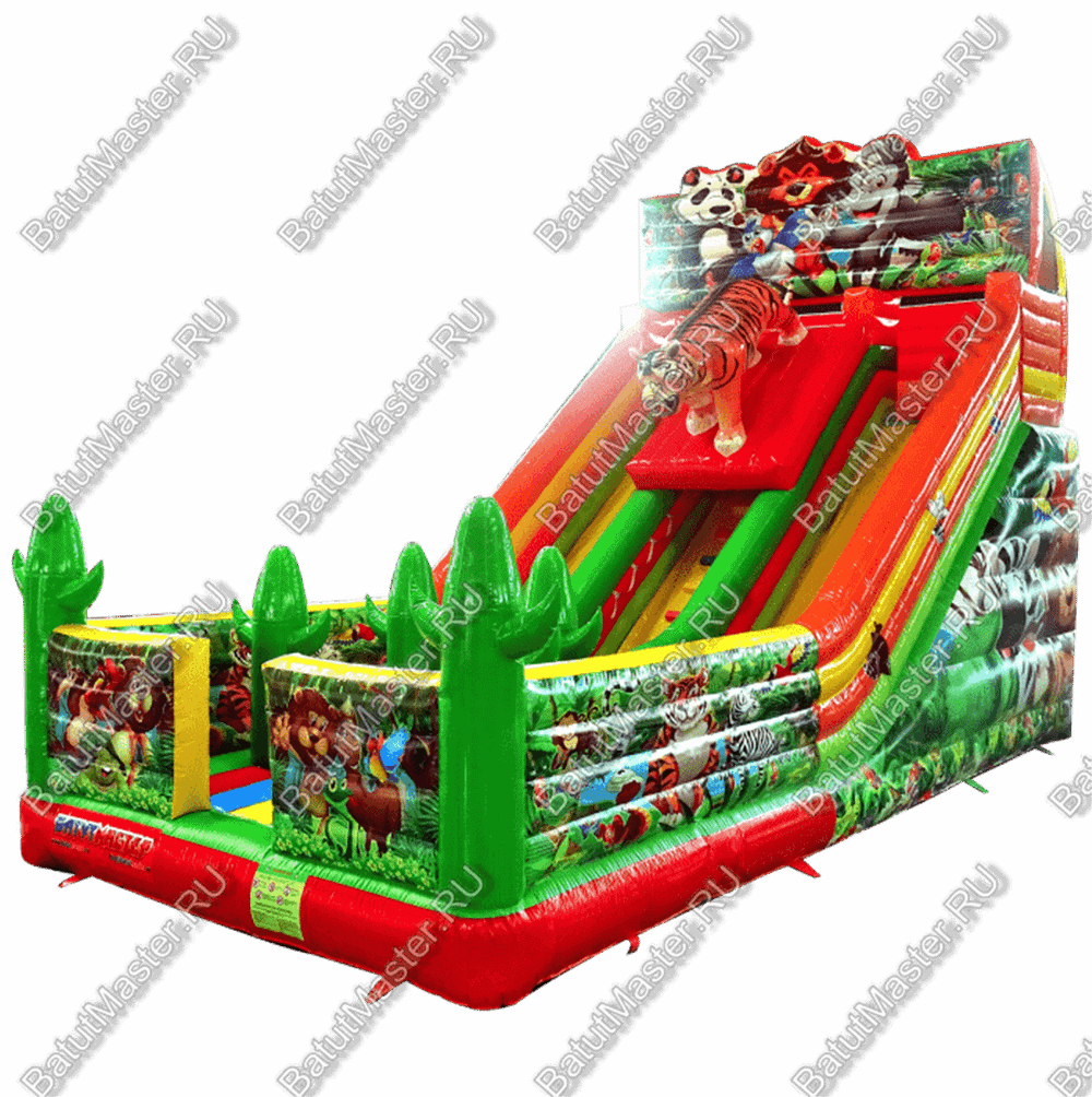 Детский надувной батут-горка "Зов тигра", размер 10*5*7 м