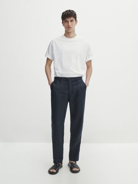 Massimo Dutti 100% льняные брюки, темно-синий