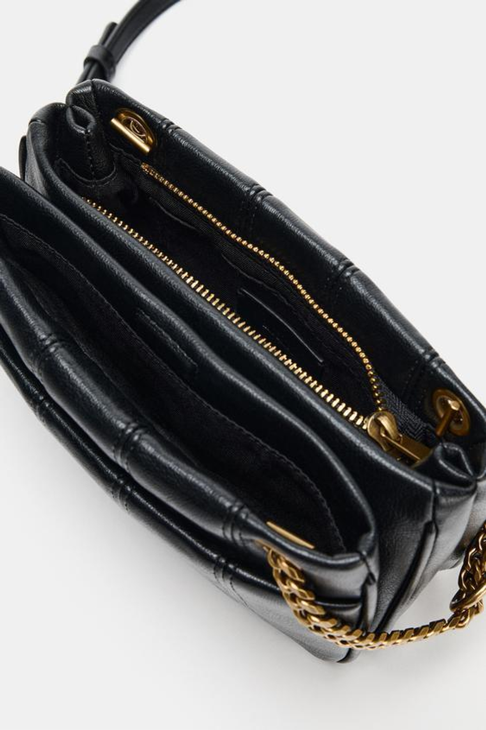 ZARA СТЕГАНАЯ СУМКА ЧЕРЕЗ ПЛЕЧО, ЧЕРНЫЙ