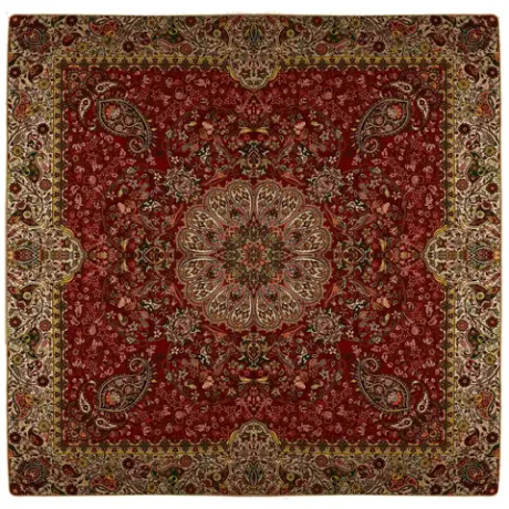 Иранская скатерть Терме шелковое ткачество квадратная красная с золотом