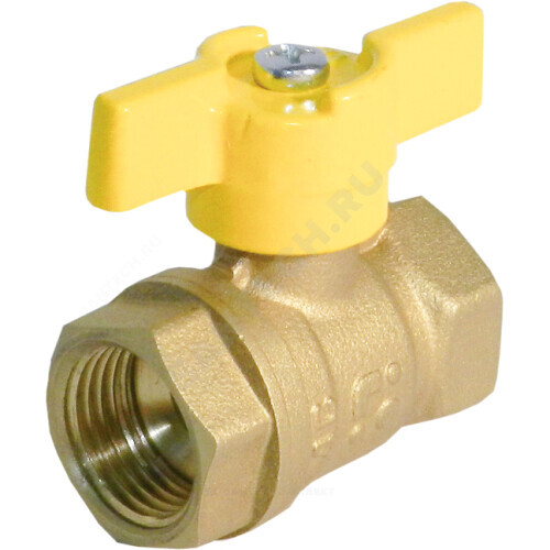 Кран шаровой латунь газ 11б27п А10/1 Ду 15 Ру40 ВР полнопроходной бабочка БАЗ БАЗ.А10.1.15.40