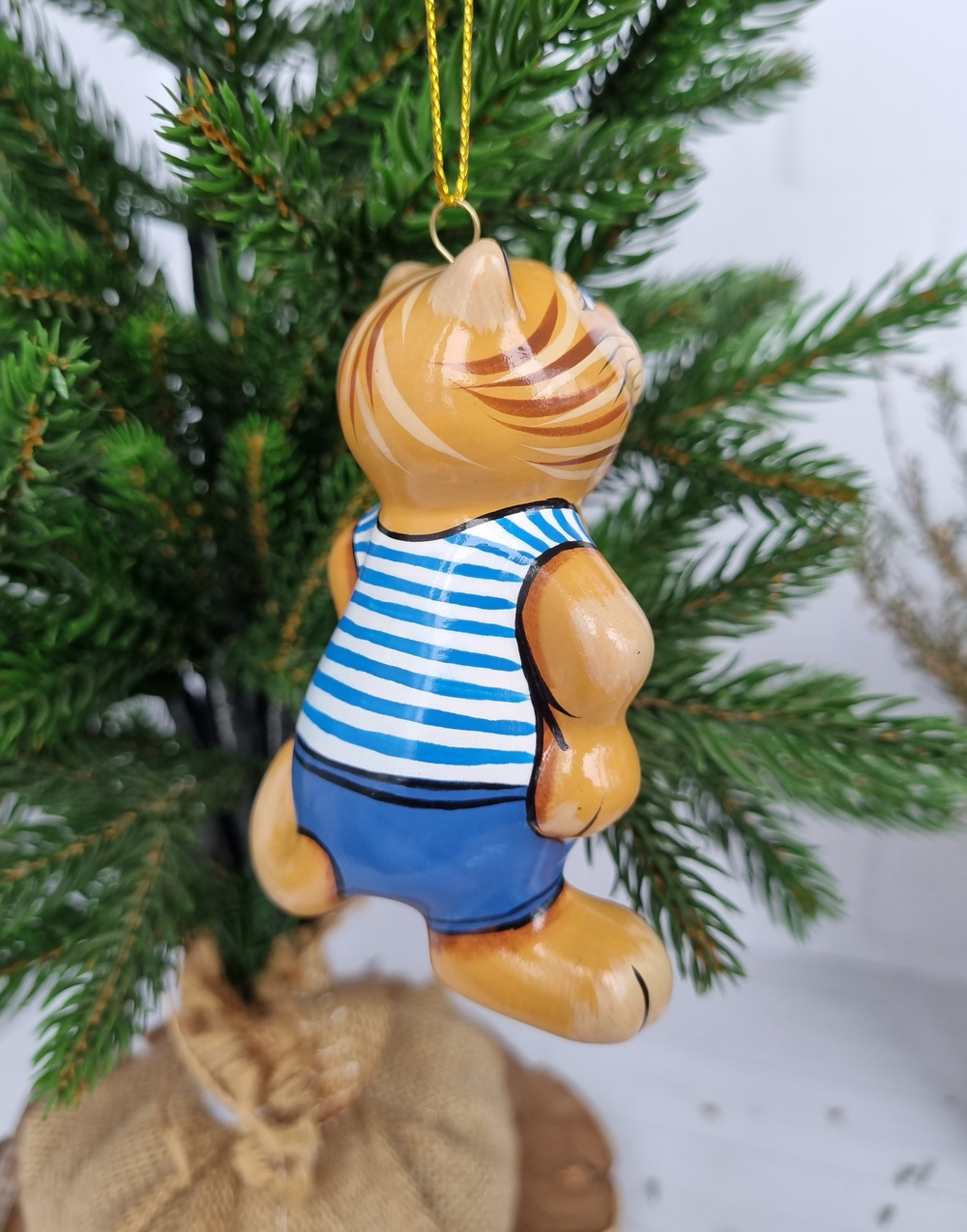 Кот Матроскин ёлочная игрушка из фарфора