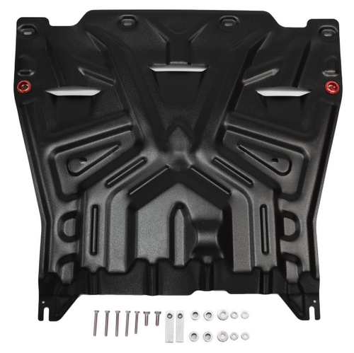 Защита картера и КПП АвтоБроня для Kia Optima IV (V - 2.0 (150/245 л.с.); 2.4 (188 л.с.)) 2016-2018/Kia Optima IV рестайлинг (V - 2.0 (150 л.с.)) АКПП 2018-2020/Kia Optima IV рестайлинг (V - 2.4 (188 л.с.)) 2018-2020, штампованная, сталь 1.5 мм, с крепежом, 111.02837.1