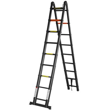 Лестница-стремянка телескопическая алюм. бытовая 2.8+2.8м (9+9 ступ.) RockForce RF-UP280-M