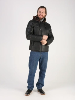 Дубленка зимняя куртка натуральная с капюшоном косуха