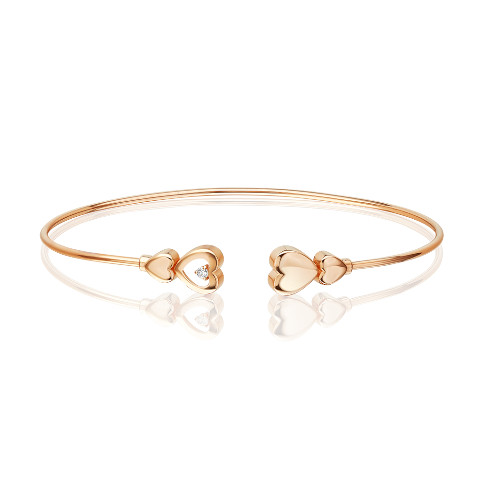 Браслет жесткий из красного золота с бриллиантом