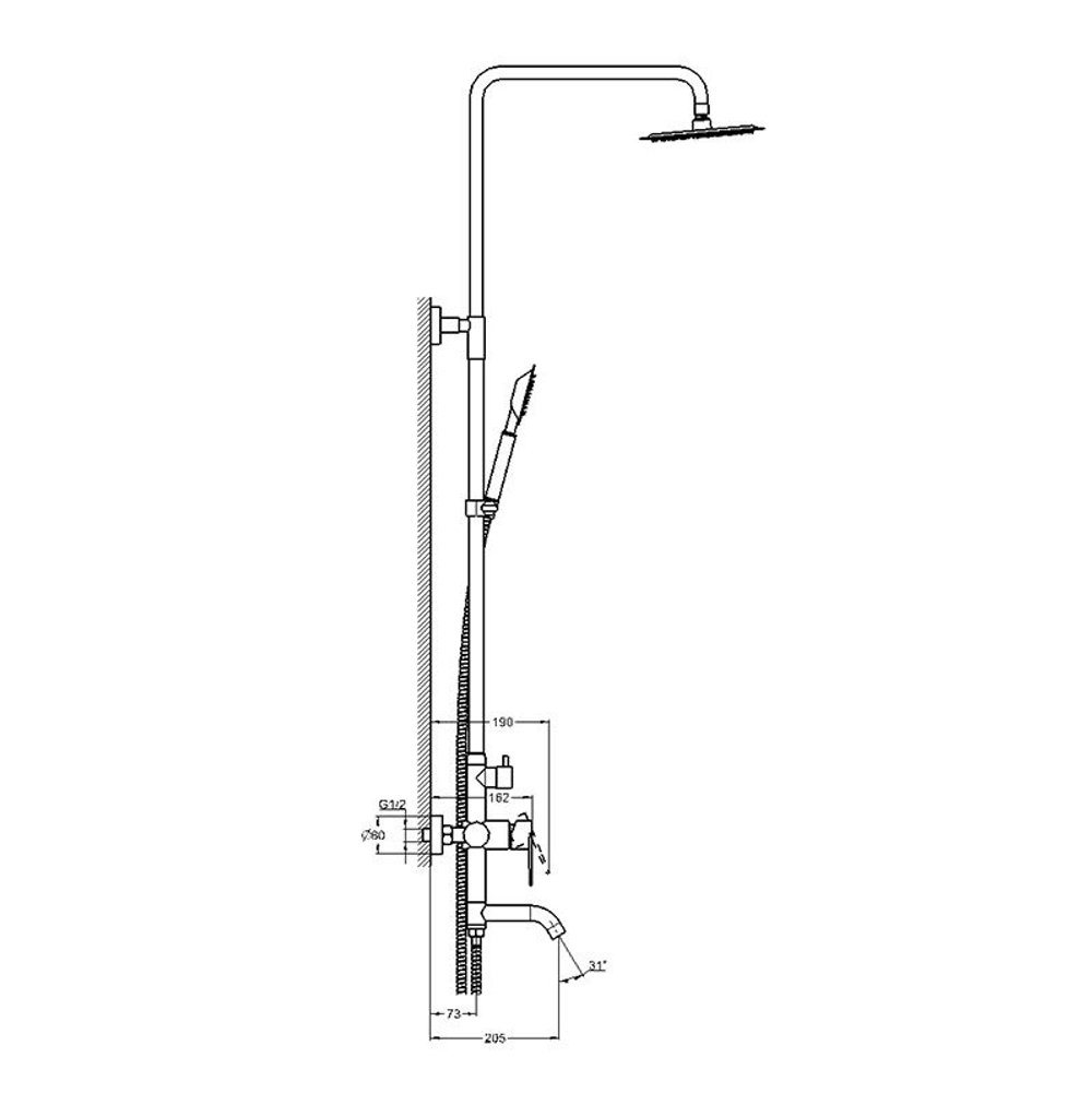 Смеситель с душевой стойкой SOLONE JAT16-A094