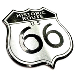 Наклейка Historic Route 66 Серебристая (Шоссе 66, размер 7х7см)