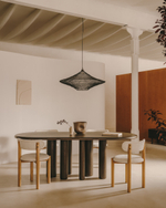 Nebai Стул из белой ткани букле и массива дуба с натуральной отделкой