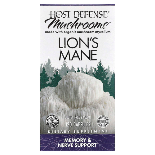 Host Defense, Mushrooms™, ежовик гребенчатый, 120 капсул (0,5 г в 1 капсуле)