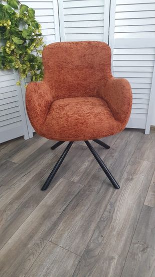 Стул KAROL 180 град. поворот. 3018-09 терракотовый, шенилл/ черный каркас