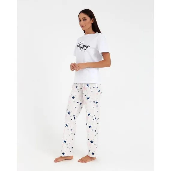 Брюки женские KAFTAN &quot;Pink stars&quot;, р. 40-42, белый