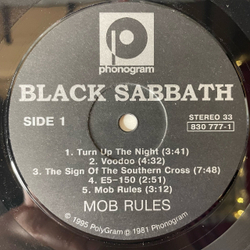 Винтажная виниловая пластинка LP Black Sabbath Mob Rules (Россия 1995)