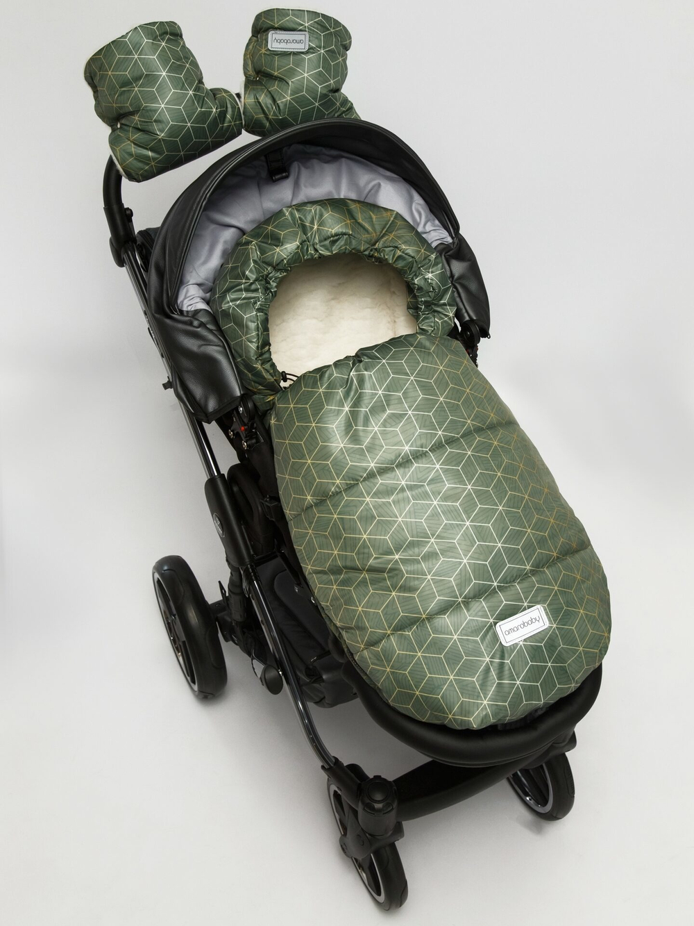 Конверт зимний меховой AMAROBABY Snowy Baby Хаки, 85 см.