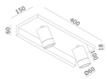 DL18441/02 White R Dim Donolux Светильник светодиодный, накладной, 2x6Вт, 3000К, 2x528Лм, IP20, 25°, AC 220В, L400xH118x150 мм, Белый+источник питания Dim