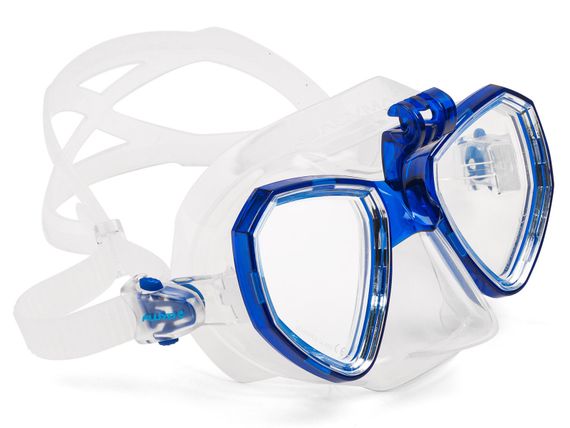 Маска Salvimar Trinity с креплением для камеры  прозрачный силикон/синяя