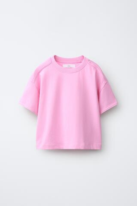 ZARA ОДНОТОННАЯ ФУТБОЛКА, РОЗОВЫЙ