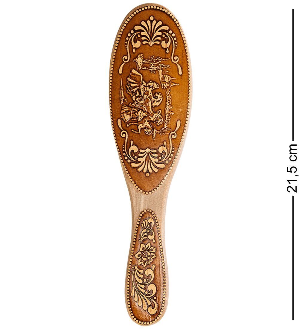 Народные промыслы BST-209/ 2 Массажная расческа деревянная «Тройка» (береста)