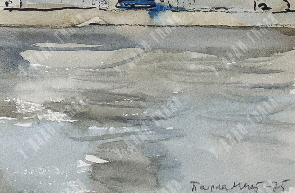 Раздрогин И.А.(1923–2018). Парламент Венгрии. Будапешт. Бумага, тушь, акварель. ВНР, 1975 г.