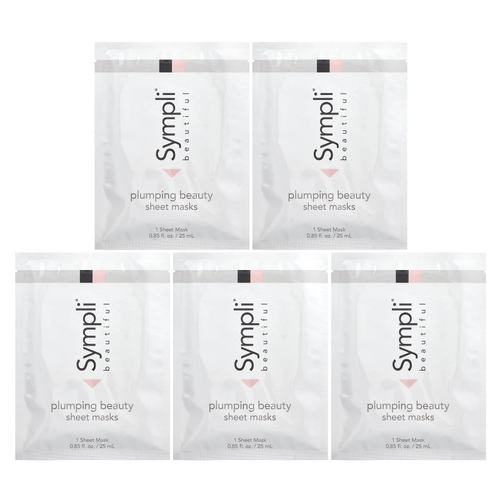 Sympli Beautiful, тканевая маска для повышения упругости кожи, 5 шт., 25 мл (0,85 жидк. унции) каждая