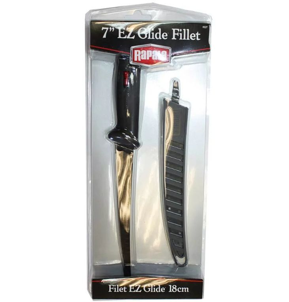 Нож туристический филейный Rapala EZ Glide REZ7, длина рукояти 12 см, длина лезвия 18 см