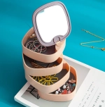 Органайзер для хранения с зеркалом «ПИОНТО», цвет пудровый, 12*11см (упаковка коробка)