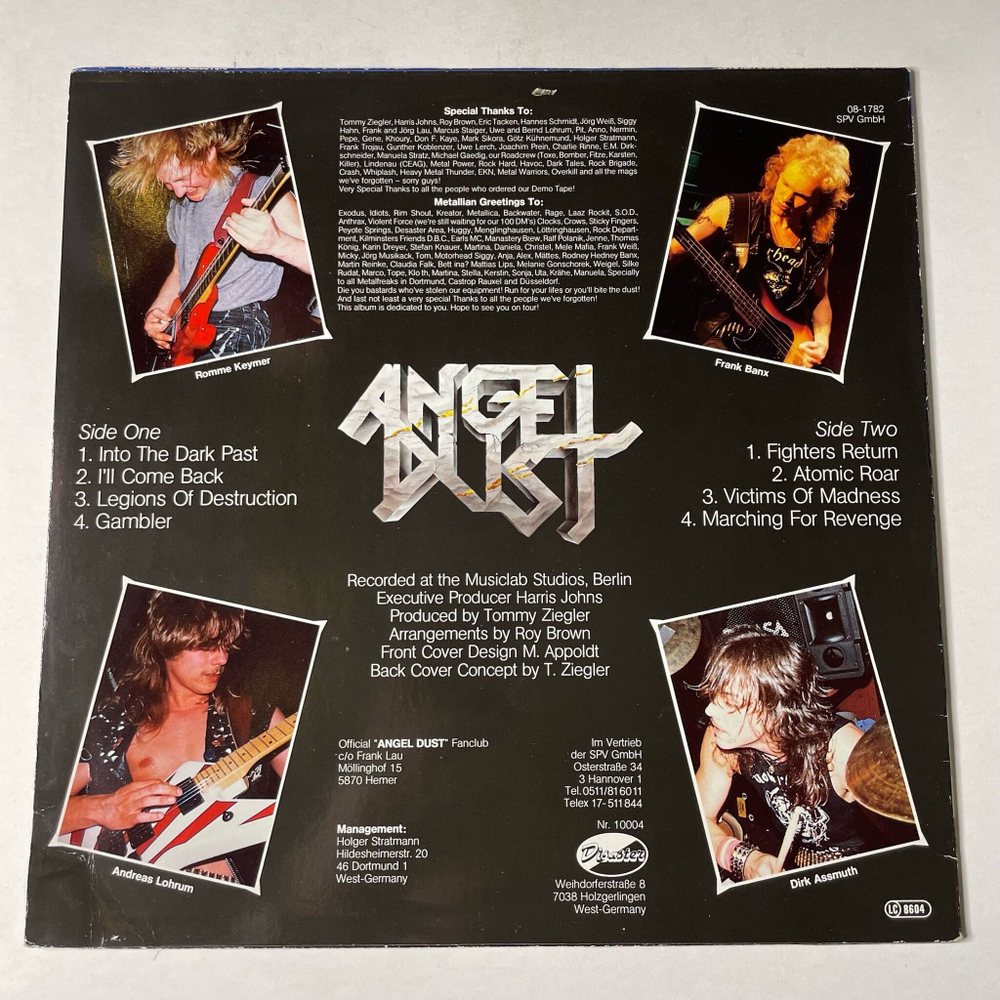 Винтажная виниловая пластинка LP Angel Dust Into The Dark Past (Germany 1986)