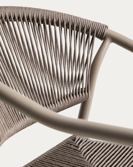 Уличный стул Livadia из алюминия цвета таупе и веревки