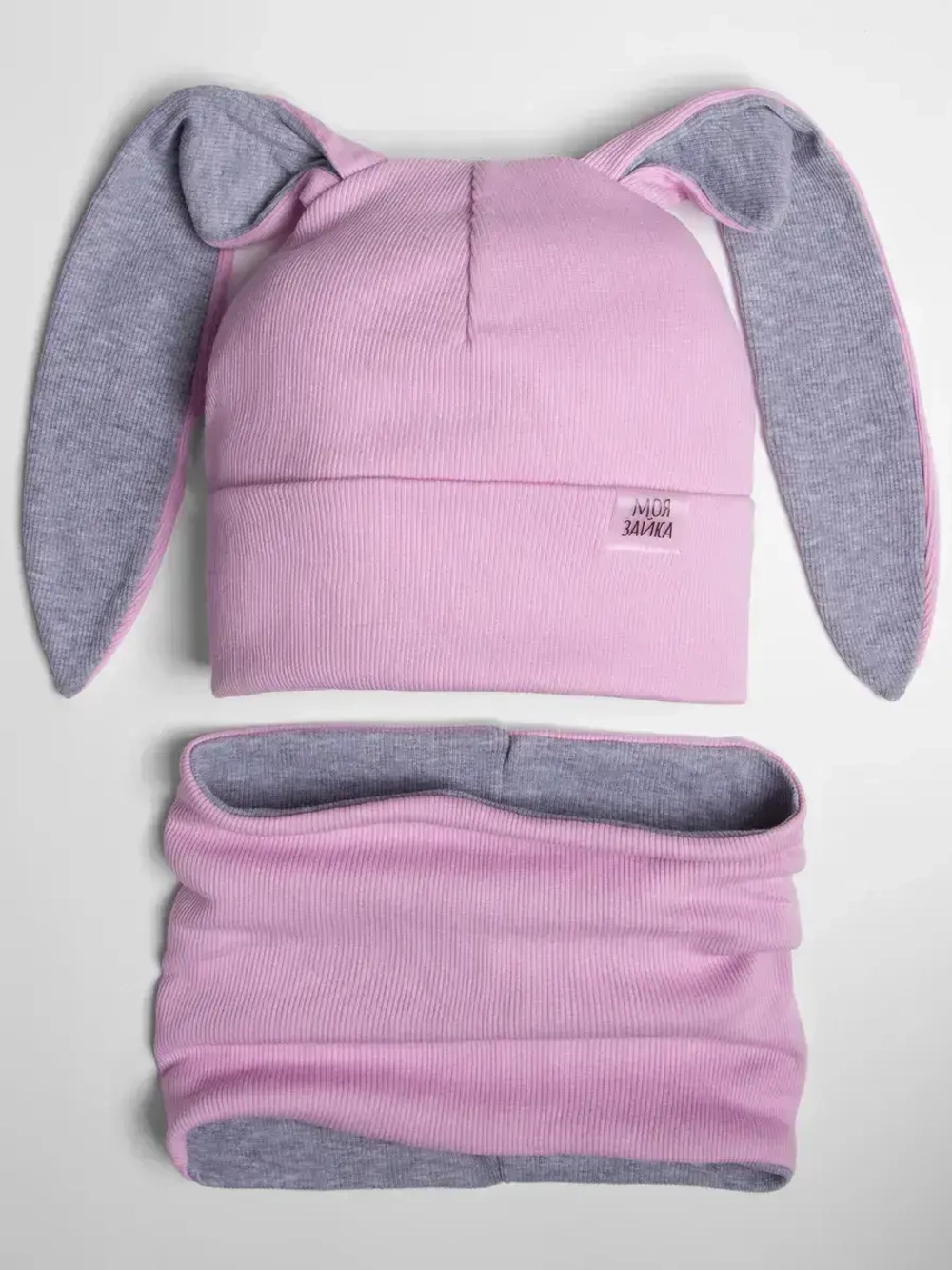 Шапка для девочек осенняя, с ушками розовая