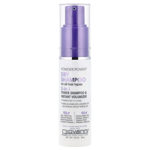 Giovanni, Сухой шампунь Powder Power ™, шампунь для интенсивного действия и мгновенное средство для увеличения объема 2 в 1, для всех типов волос, 38 г (1,35 унции)
