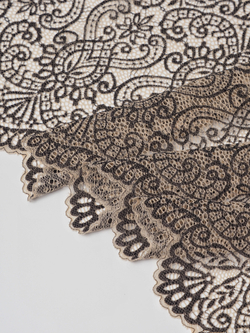 Эластичное кружево бежевое с черным ширина 21 см