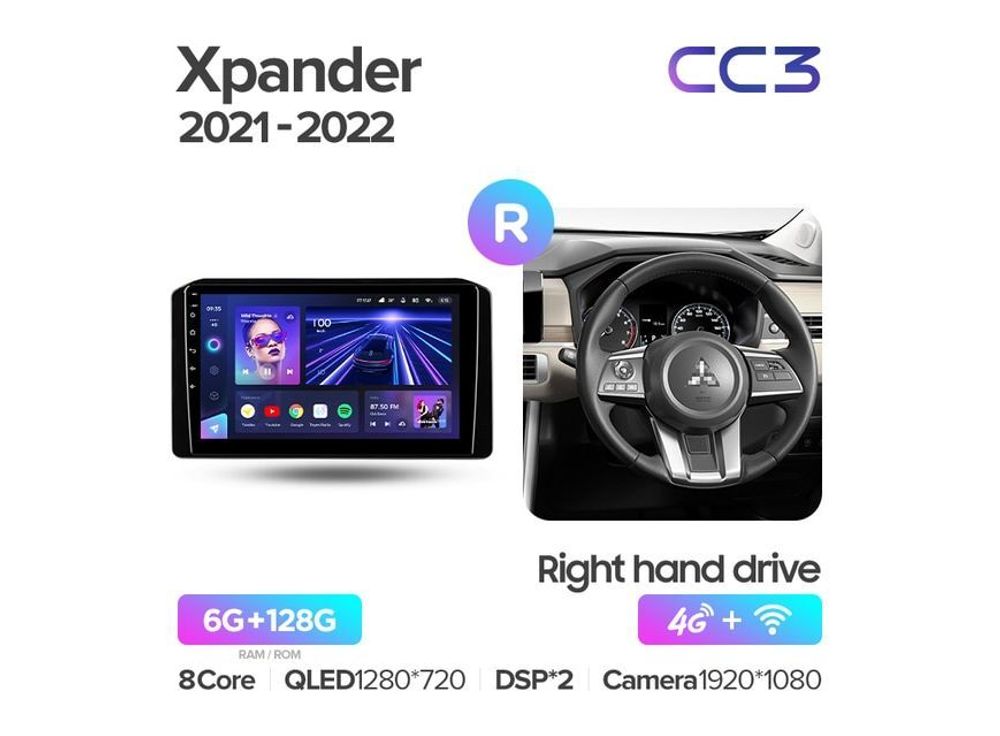 Магнитола Teyes CC2 Plus 6-128 Mitsubishi Xpander (правый руль) 2021-2022 10.2&quot;