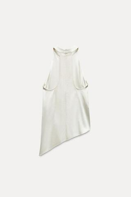 ZARA АТЛАСНЫЙ ТОП С ГОРЛОВИНОЙ ХАЛТЕР, ЭКРЮ
