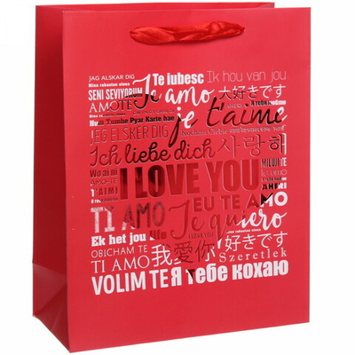 Пакет подарочный «I LOVE YOU» 32*26*12 см