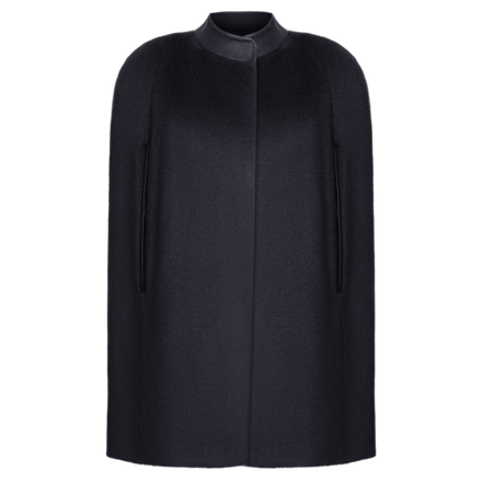 Кейп укороченный из кашемира с кожаными вставками