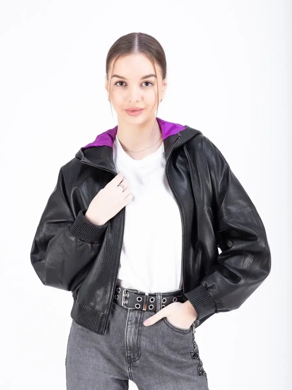 Куртка женская  кожаная оверсайз