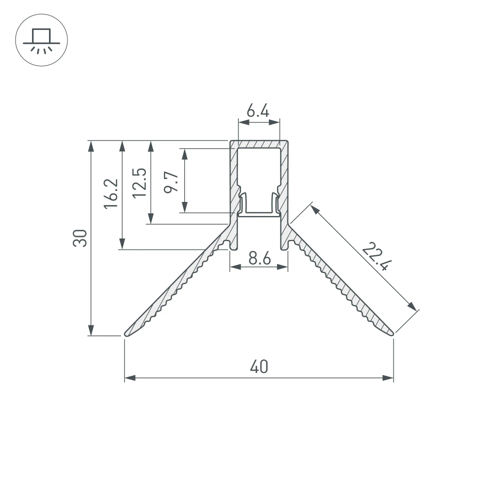 Профиль DECORE-S6-INT-COMFORT-2000 ANOD внутренний (Arlight, Алюминий) 043161
