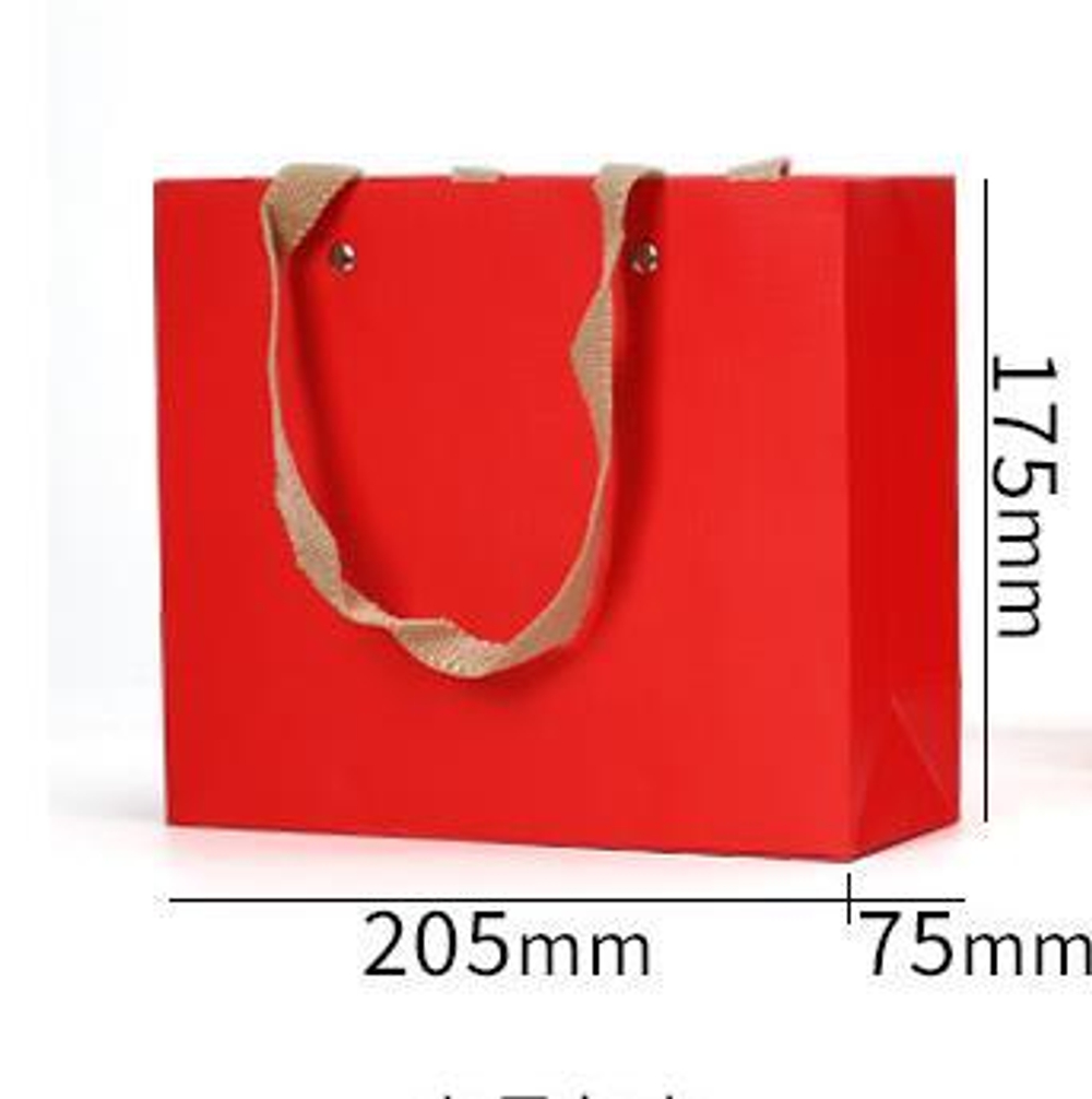 269059 Пакет "Подарочный" ручки текстиль h=17,5см, размер=20,5*7,5см, мел.бумага красный