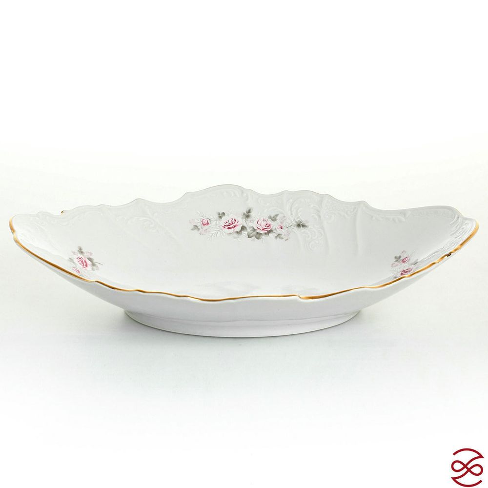 Блюдо для хлеба Bernadotte Серая роза золото 34 см