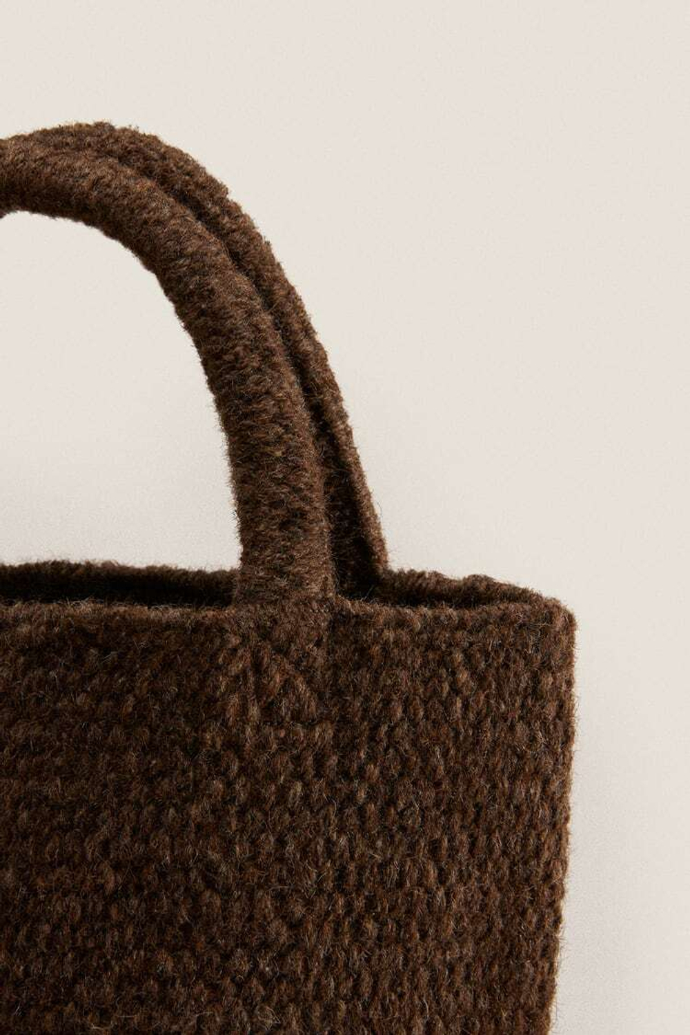 ZARA HOME МАЛЕНЬКАЯ ШЕРСТЯНАЯ СУМКА, КОРИЧНЕВЫЙ