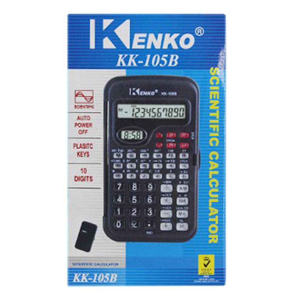 Калькулятор инженерный, карманный Kenko, 10 Bit с крышкой и часами, LCD, 13.3*7.8*1.4 см, чёрный