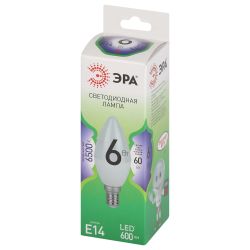 Лампа светодиодная ЭРА GREEN LINE LED B35-6W-865-E14 GL 6Вт свеча холодный свет E14 | Лампы cветодиодные Свеча (B/C)