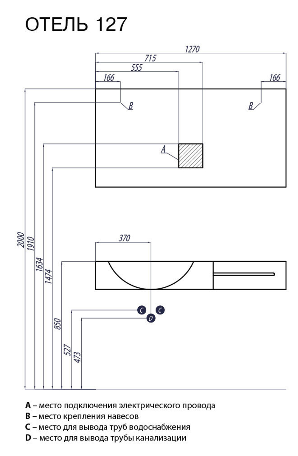 Раковина мебельная Акватон Отель 127